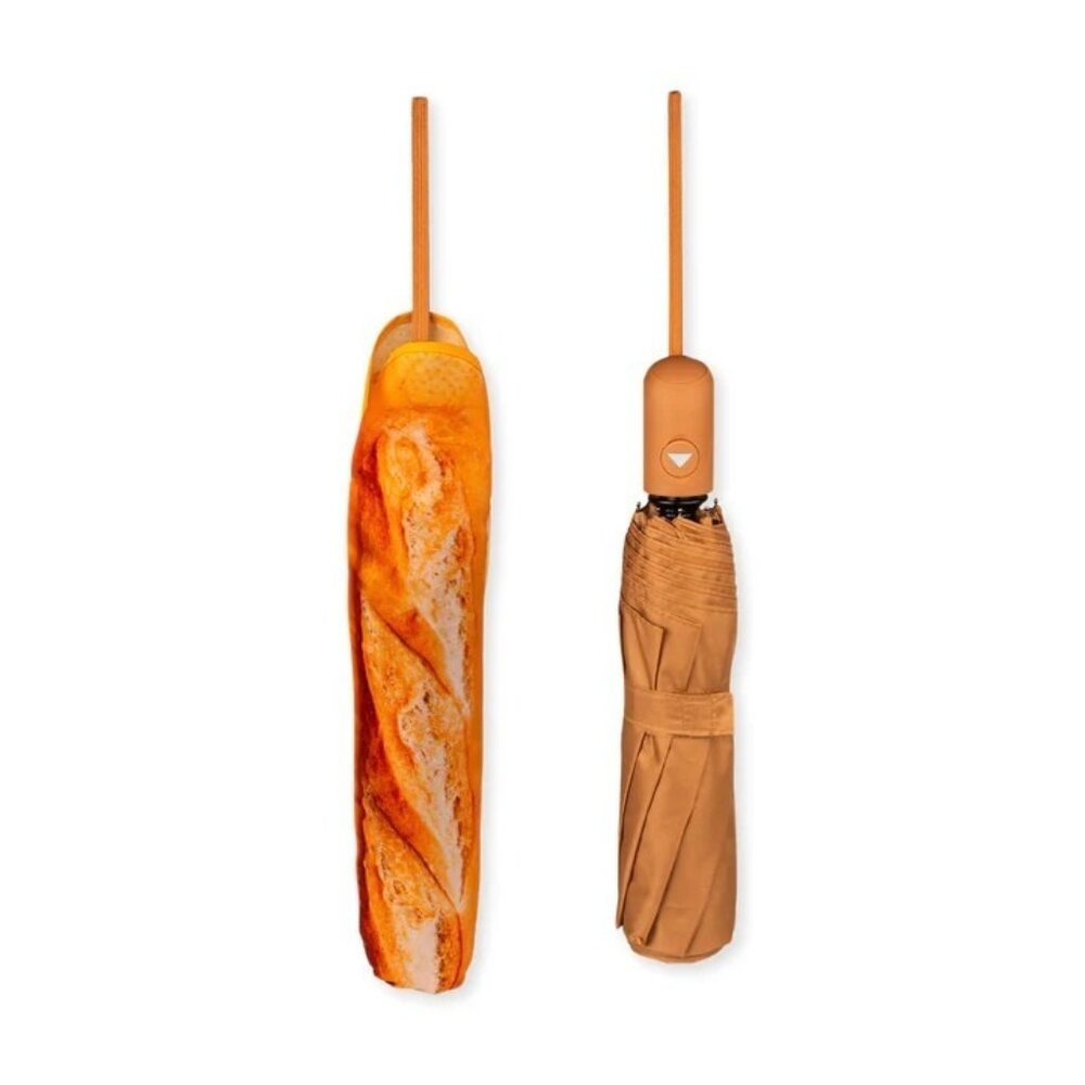 Kikkerland Baguette Automatic Folding Umbrella Novelty Compact Travel NEW
